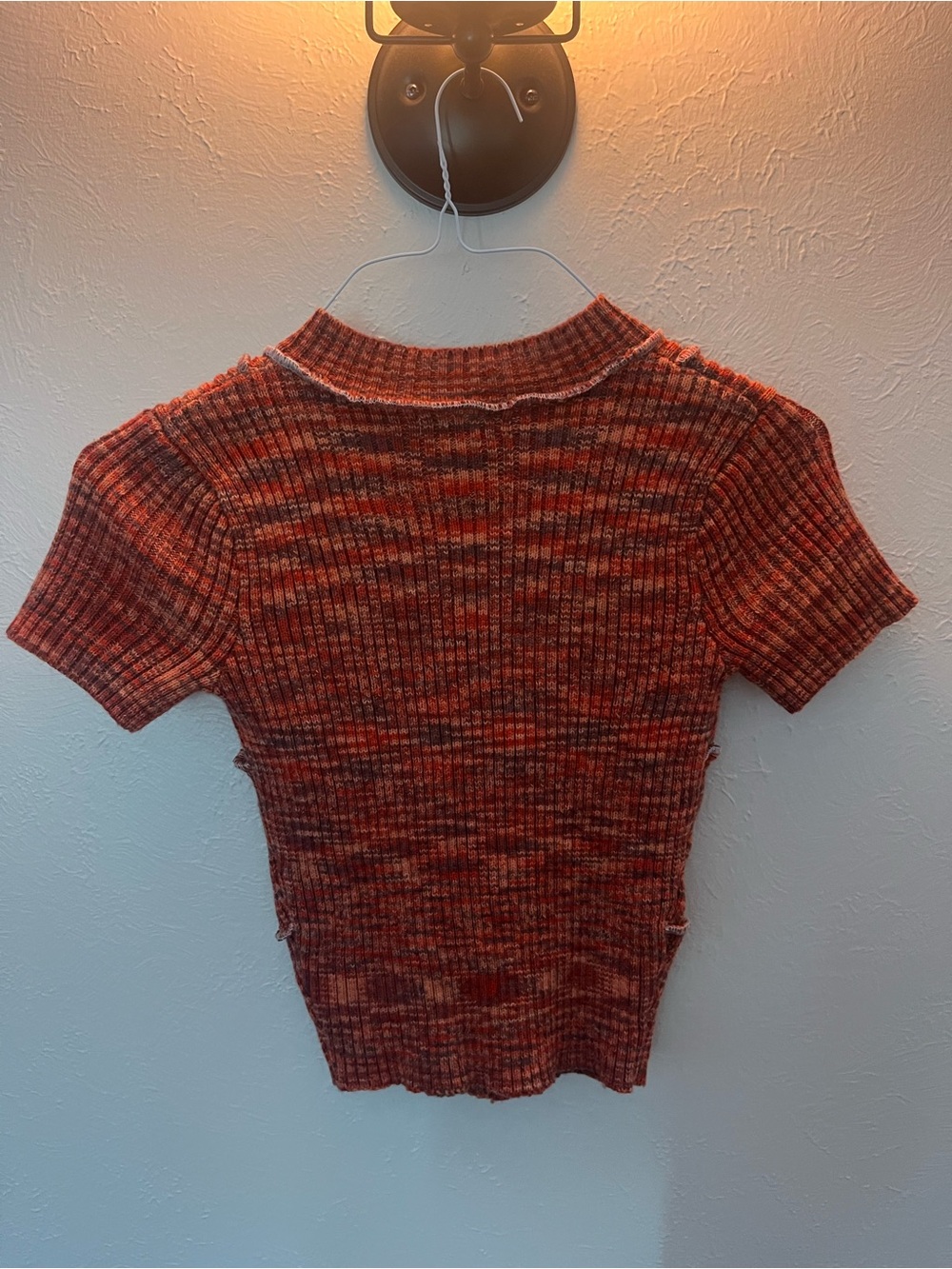 Gilded Intent Rust Textured Ruffle-Seam Crop Top - Picture 5 of 6